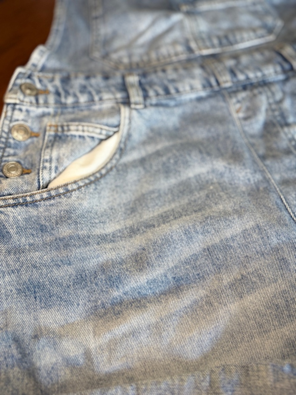We The Free Ziggy Shortalls Light Blue Denim Overall Shorts Large - Picture 5 of 10